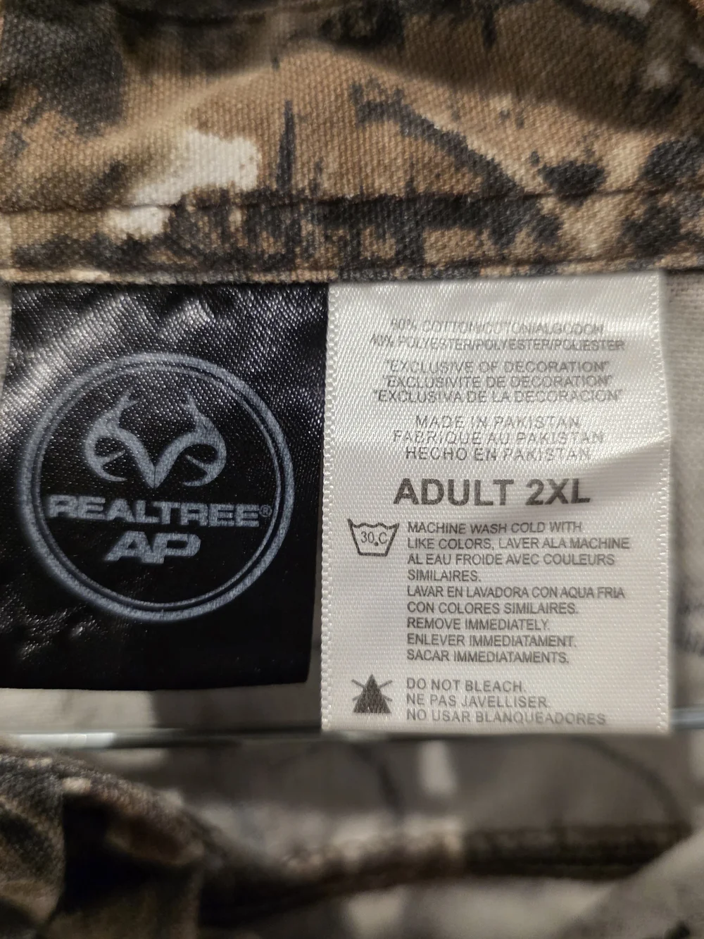 Realtree AP Camo Mens Long Sleeve Button Outdoors Hunting  2XL Gorpcore